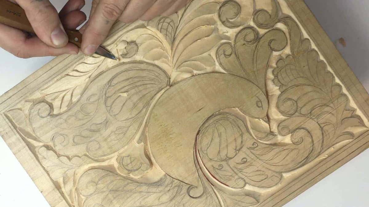 Knife into a leaf. Half that design has not been touched yet.