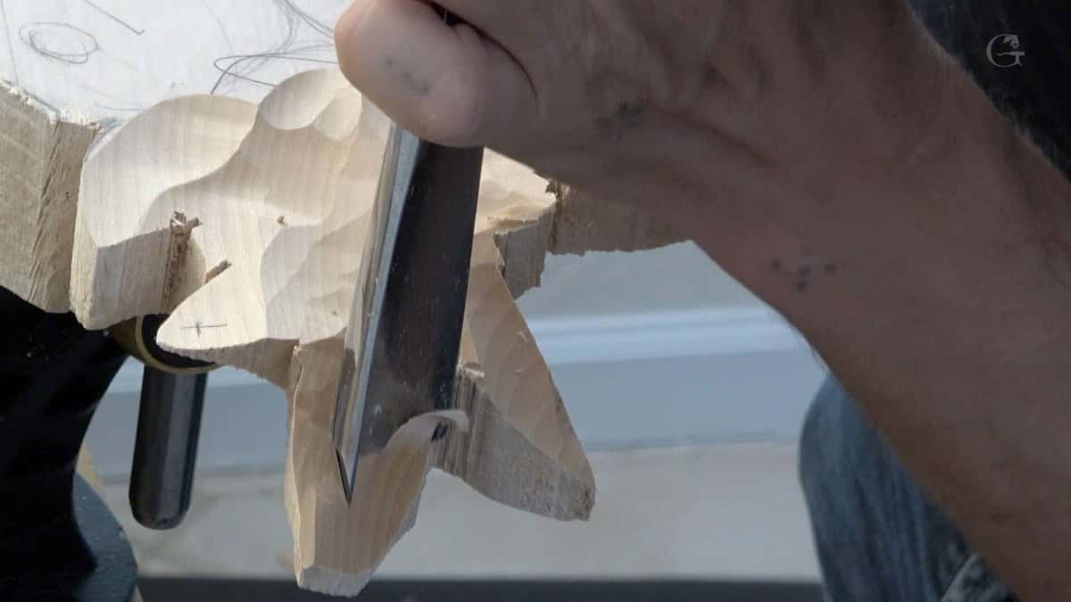 Chisel driven into a block