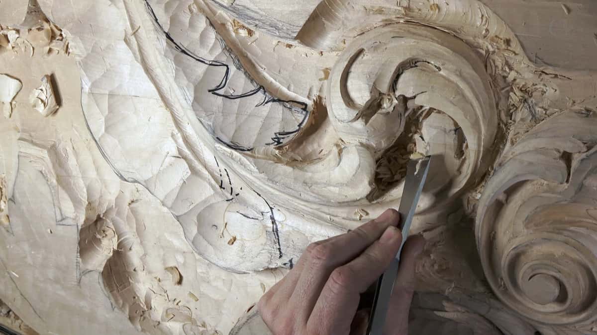 Chisel working the volute eye where grain reverses