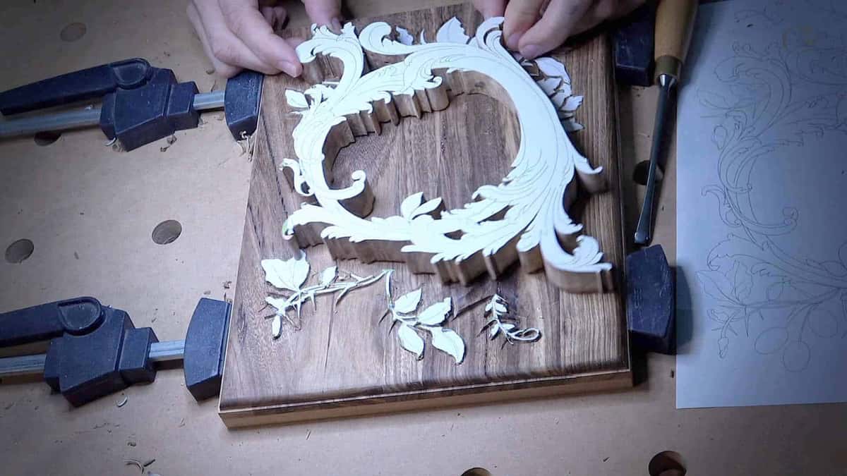Fretted shape on a clamped board