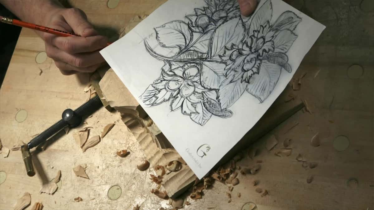 Flower drawing held over the blank