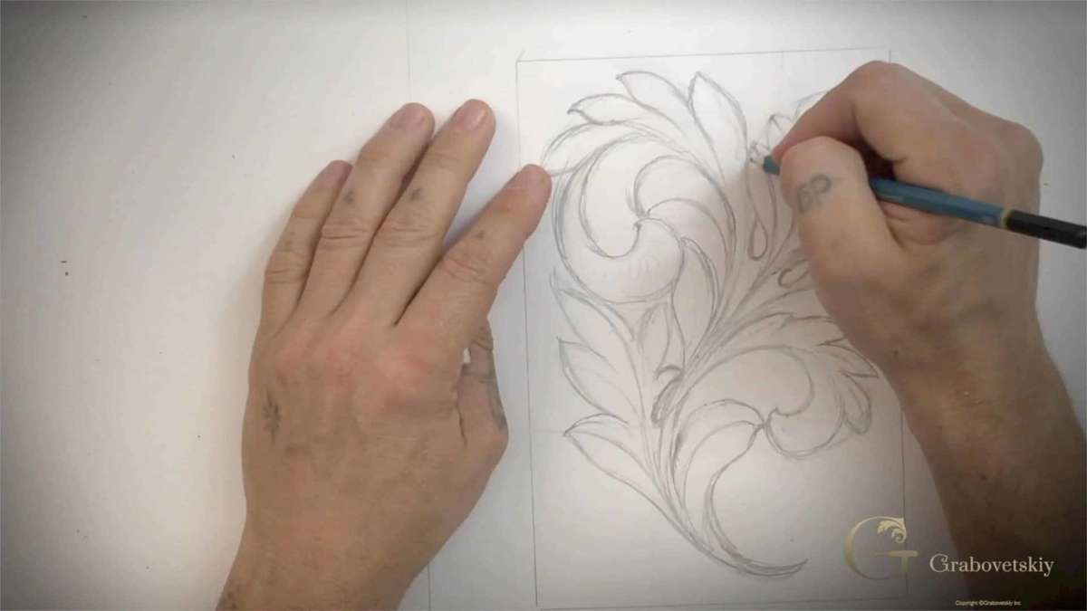 Carving Greek Acanthus Leaf 1.3.3 Woodcarving School Online Gabovetskiy Alexander- Learn to Carve Greek Acanthus Leaf one of the ancient forms of Acanthus Wood Carving