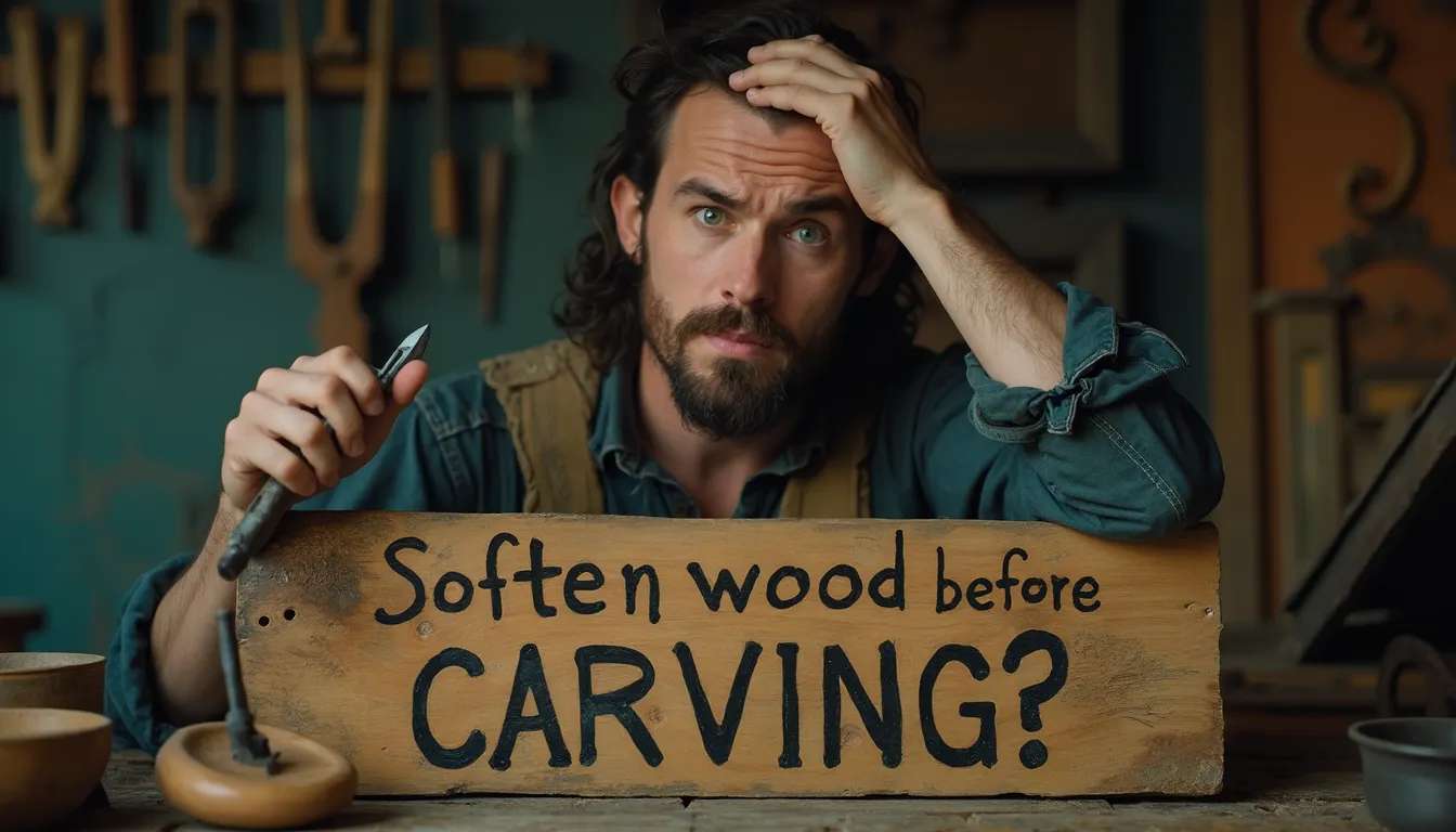 How do you soften wood before carving?