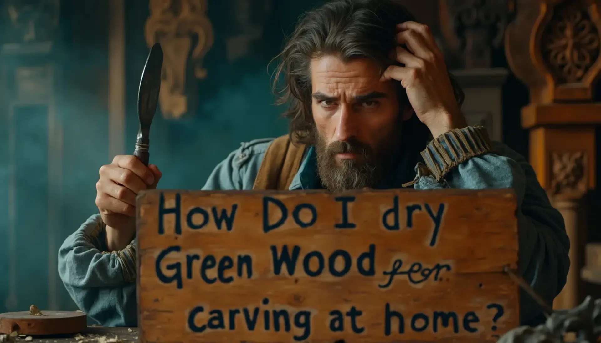 How do I dry green wood for carving at home?