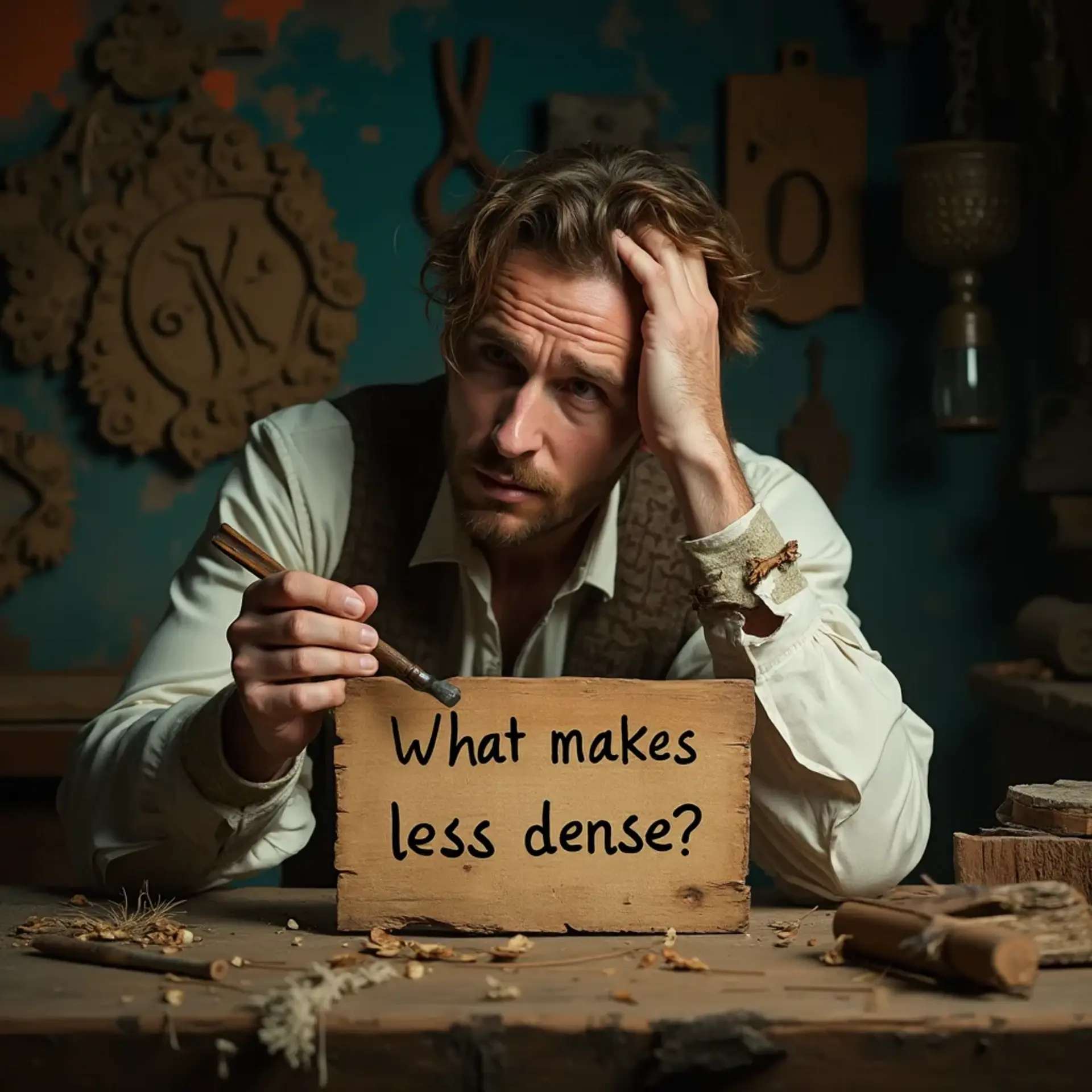What makes wood less dense?