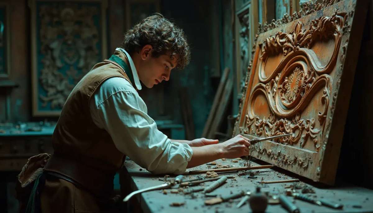 WOODCARVING LESSONS: Woodcarver Grabovetskiy, a man with a beard