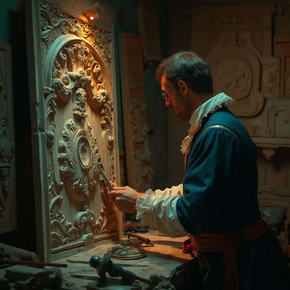 WOODCARVING LESSONS: Woodcarver Grabovetskiy, a man with a beard