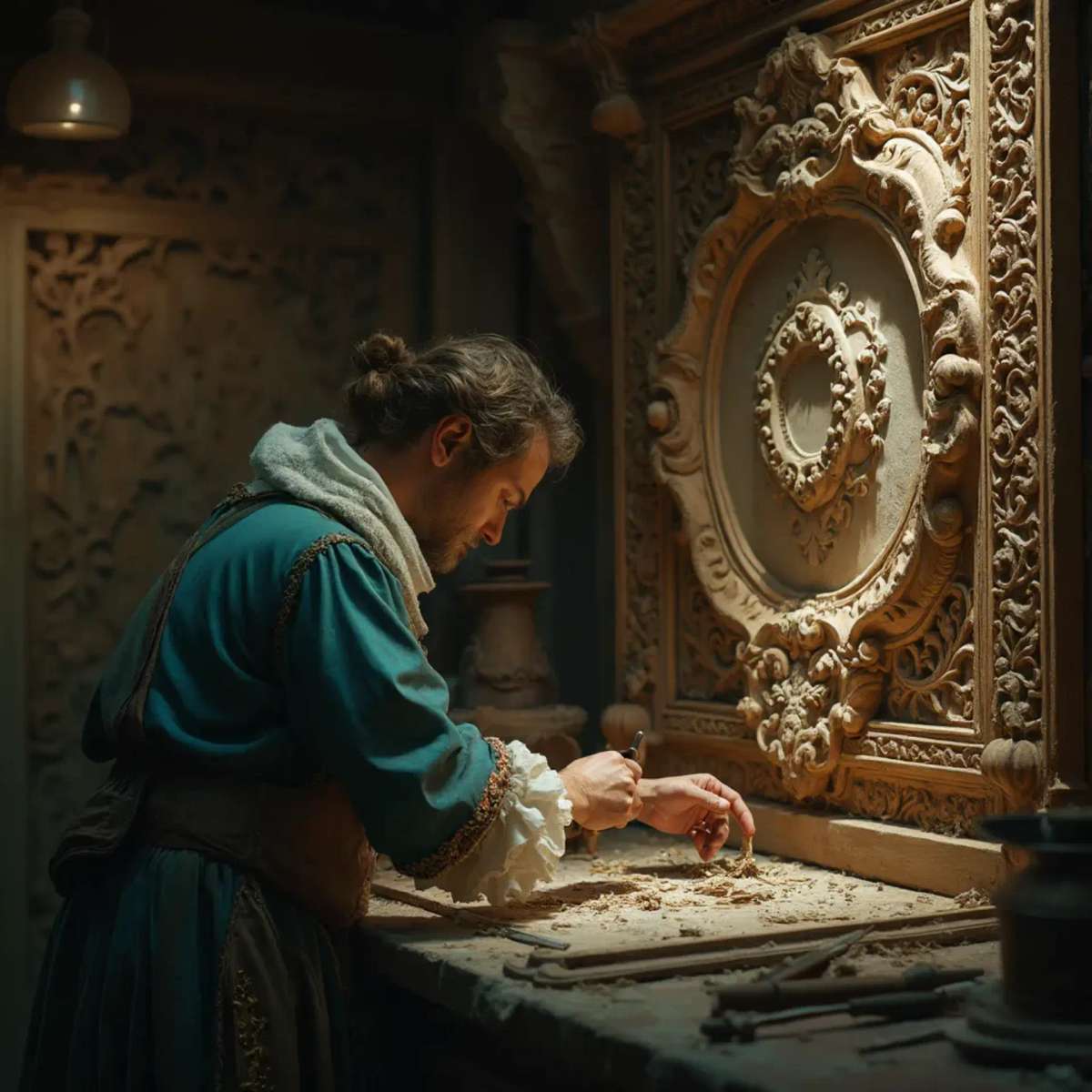 WOODCARVING LESSONS: Woodcarver Grabovetskiy, a man with a beard