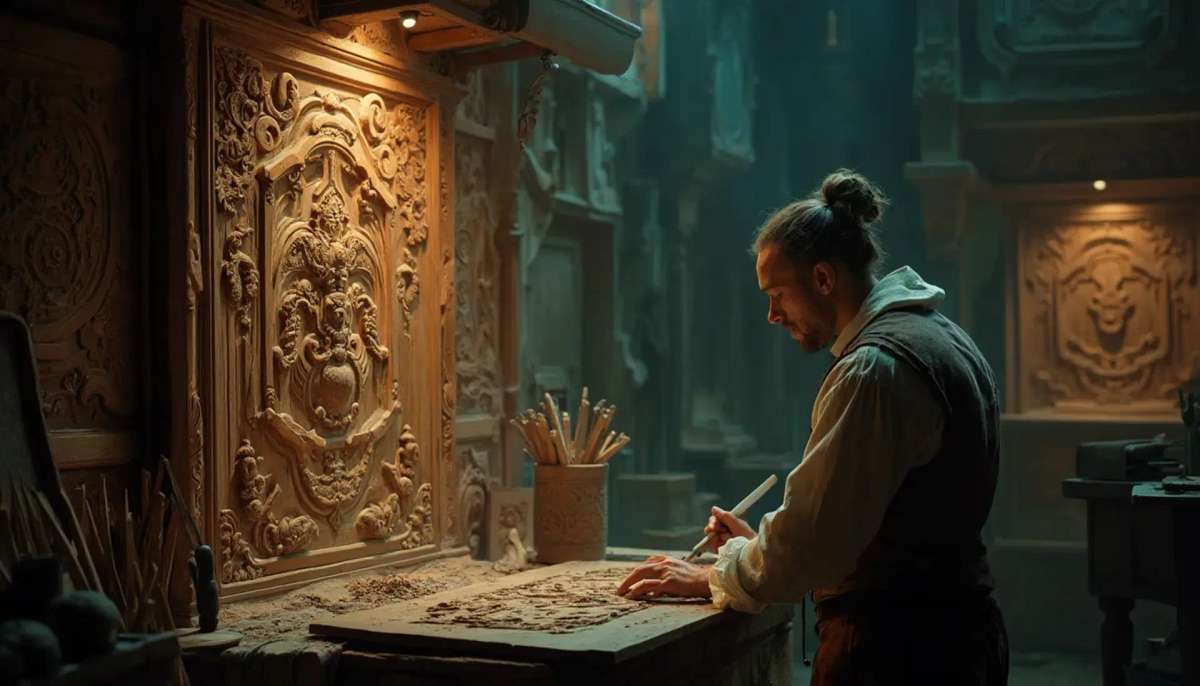 WOODCARVING LESSONS: Woodcarver Grabovetskiy, a man with a beard