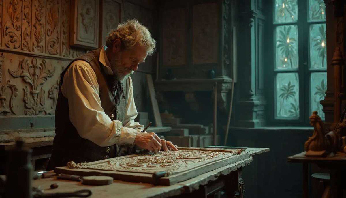 WOODCARVING LESSONS: Woodcarver Grabovetskiy, a man with a beard