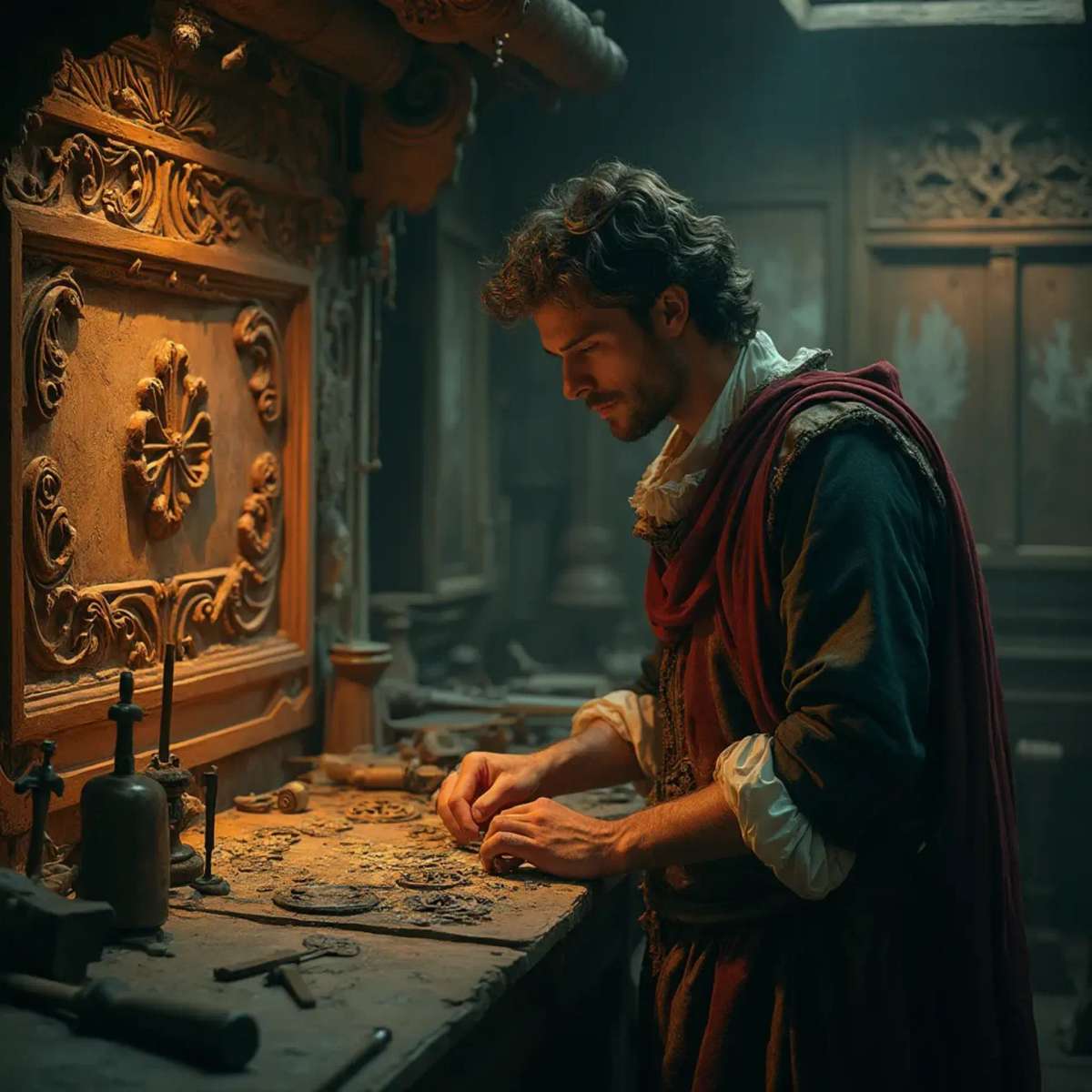 WOODCARVING LESSONS: Woodcarver Grabovetskiy, a man with a beard