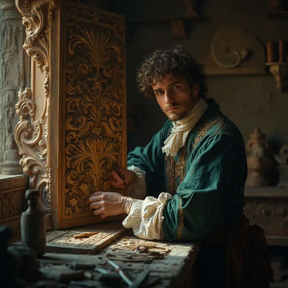 WOODCARVING LESSONS: Woodcarver Grabovetskiy, a man with a beard