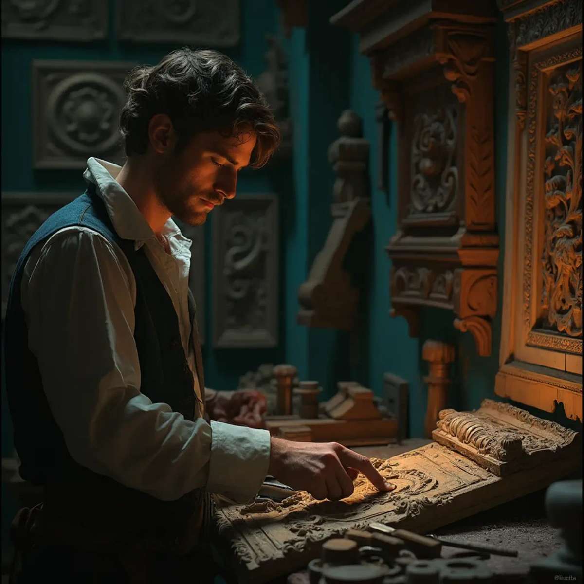 WOODCARVING LESSONS: Woodcarver Grabovetskiy, a man with a beard
