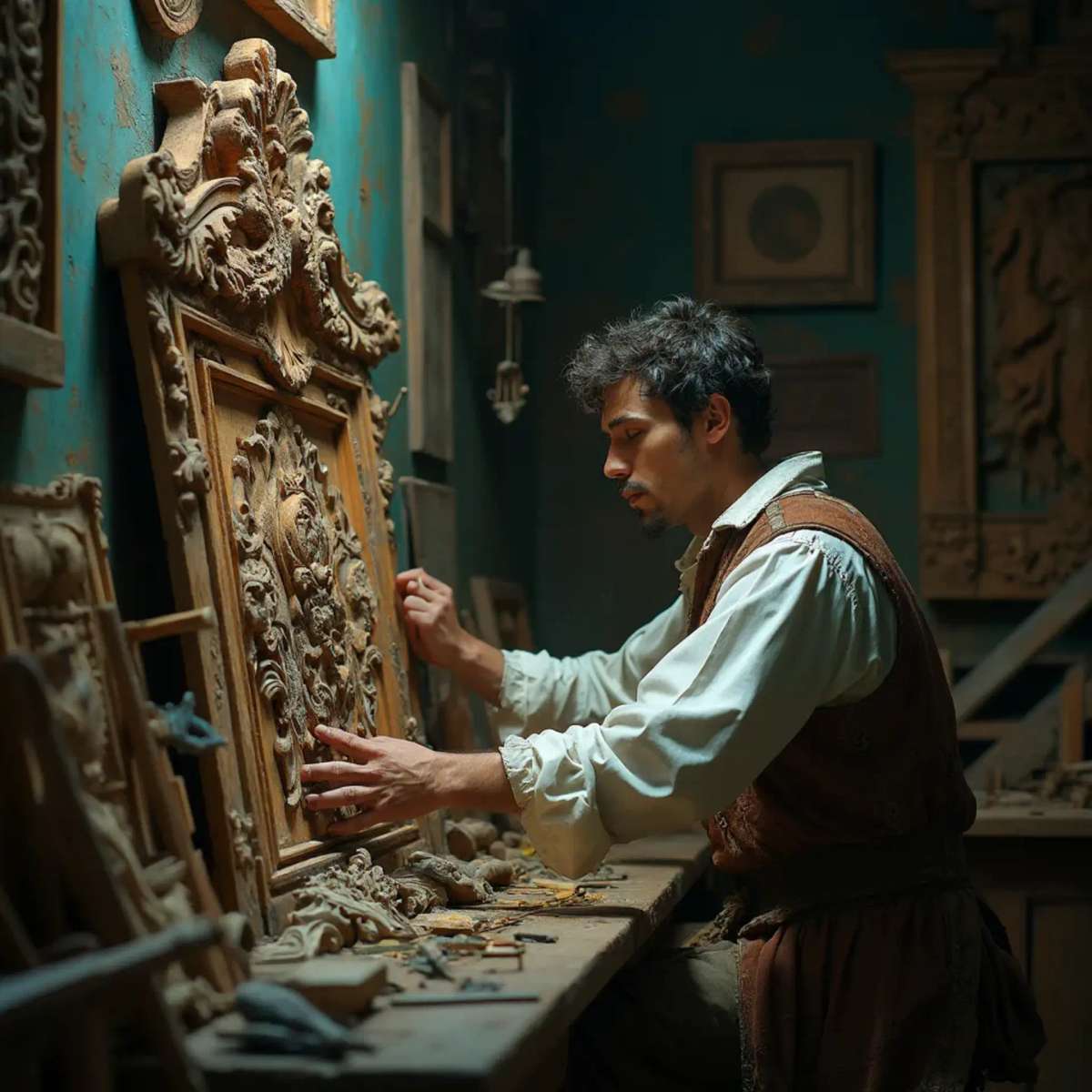 WOODCARVING LESSONS: Woodcarver Grabovetskiy, a man with a beard