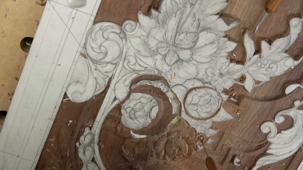 Carving Furniture Panel 23 – Main Flowers bouquet