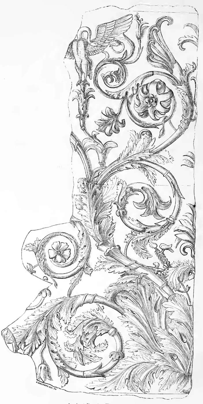 Roman acanthus pilaster frontispiece plate from Wornum's Analysis of Ornament