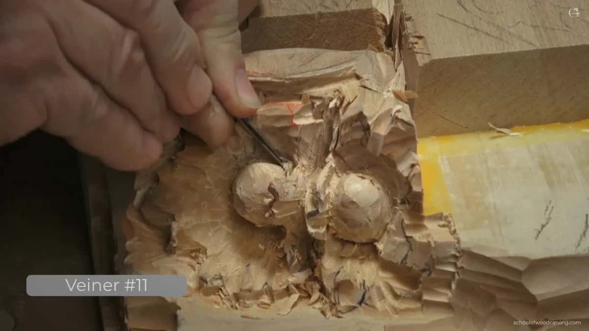 Half millimeter number 11 veiner cleaning deep inside the hazelnut husk where no larger tool fits