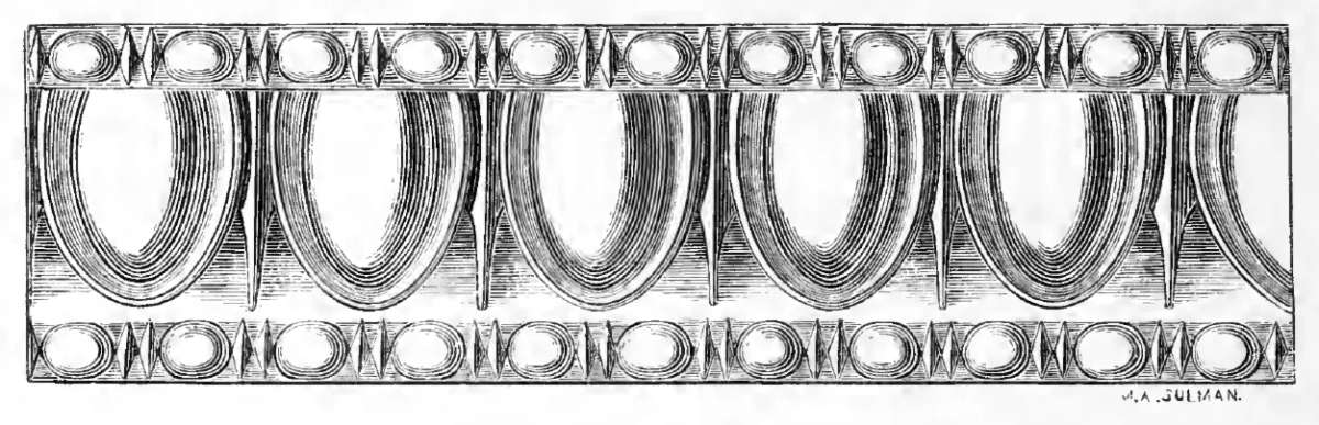Echinus and astragal plate from the Erechtheium in Wornum's Analysis of Ornament, with the cutter's signature in the corner