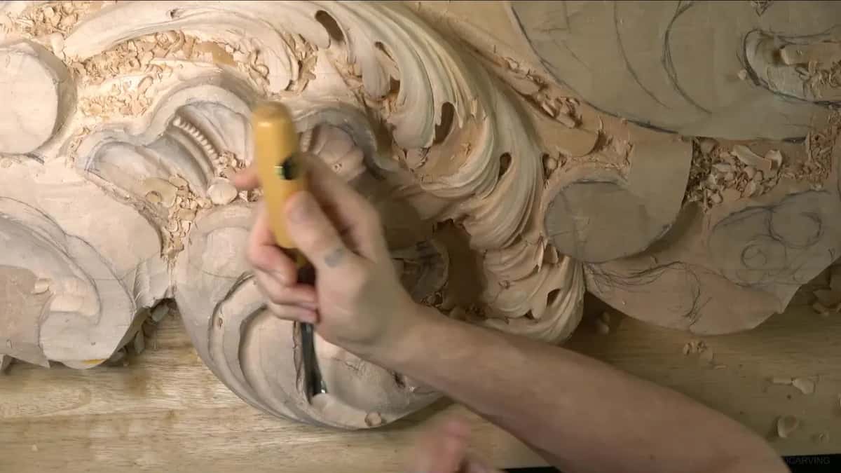 Gouge held upright.