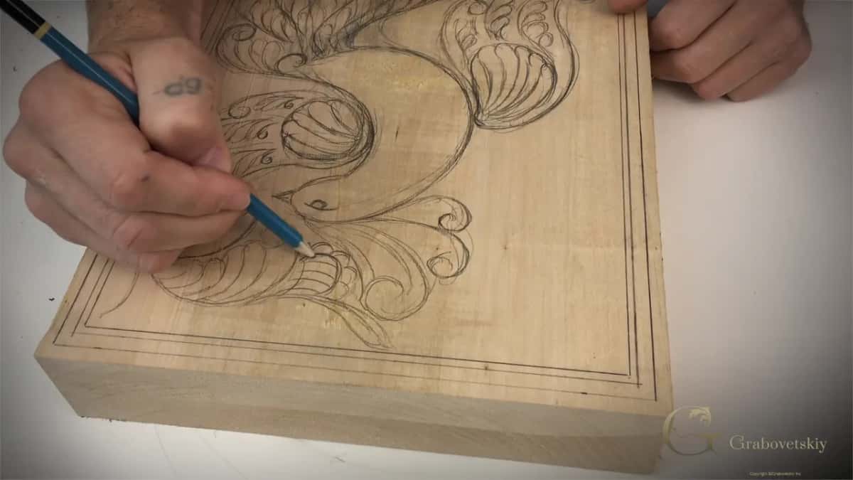 One more flower going into the corner, with the two inch edge of the board in view.