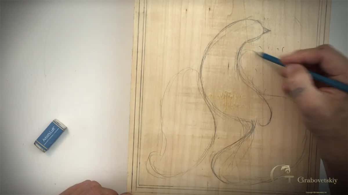 Wing lines going in freehand.