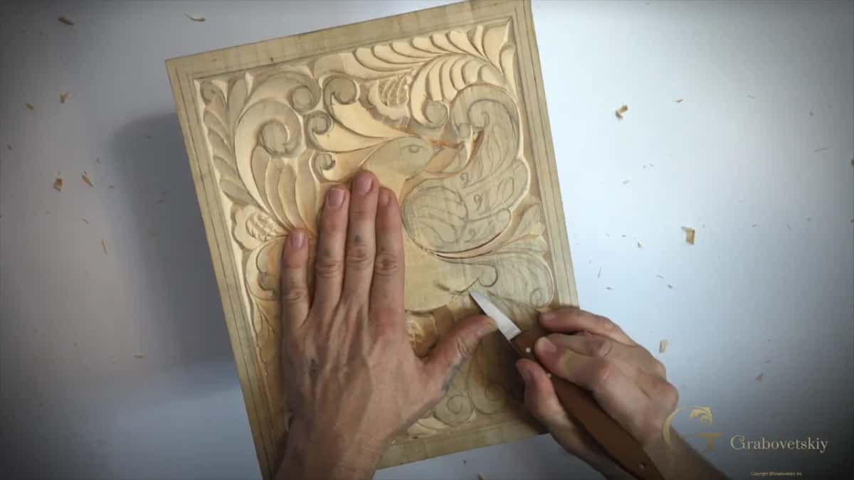 Carving round the whole shape first, just to set it apart from everything else.