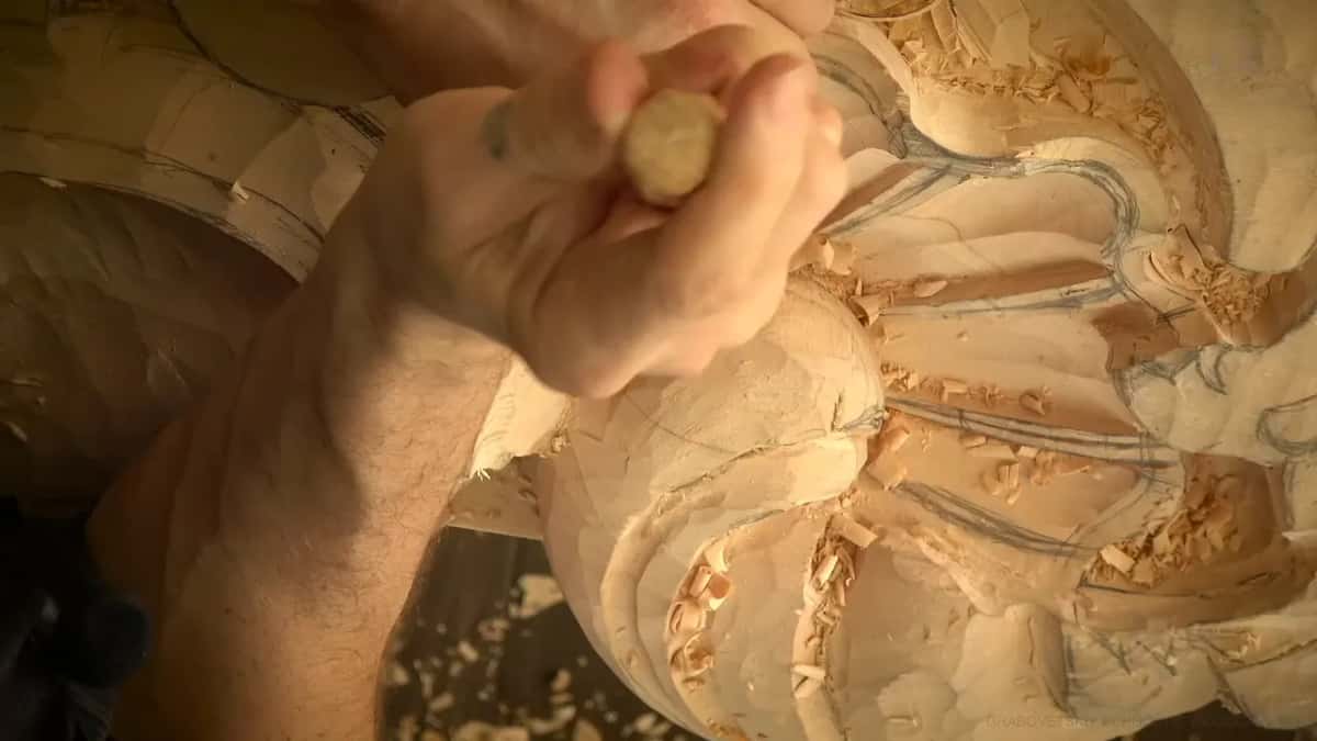 Overhead view, fist around a handle