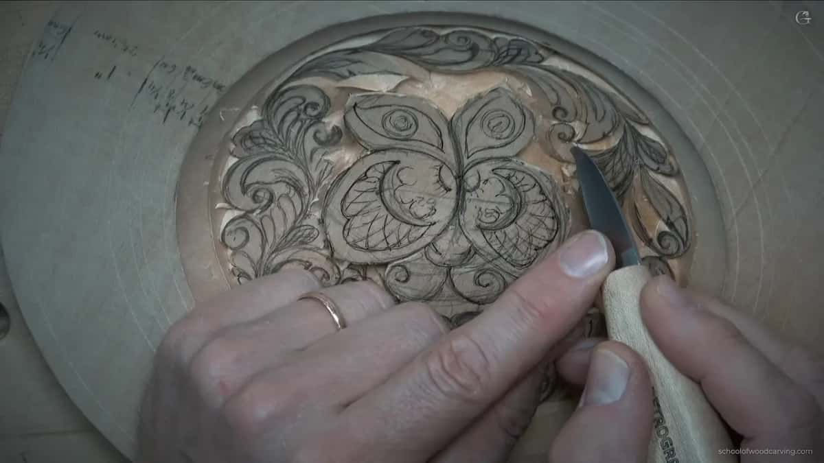Point of the knife down in a narrow gap, lower right