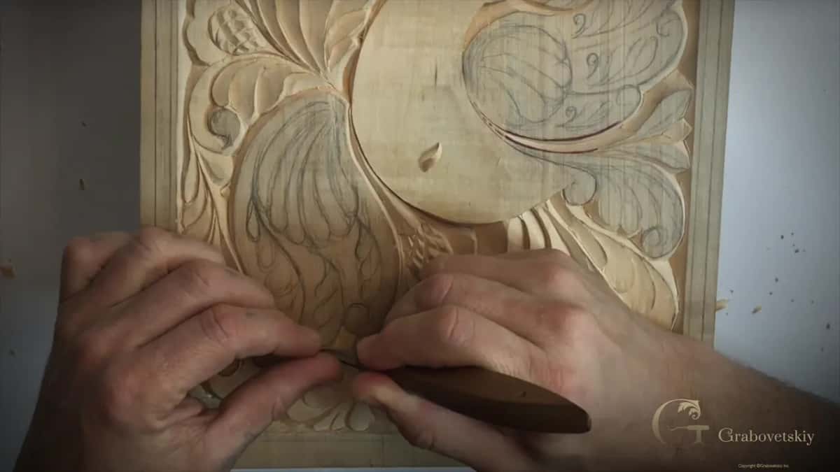 Half carved, half still drawn.
