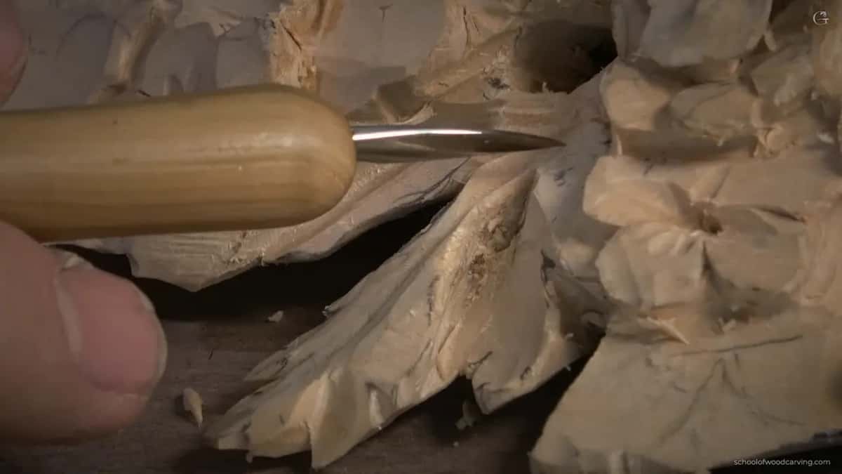 Richard's gouge with its big round handle, laid almost flat to smooth the slope