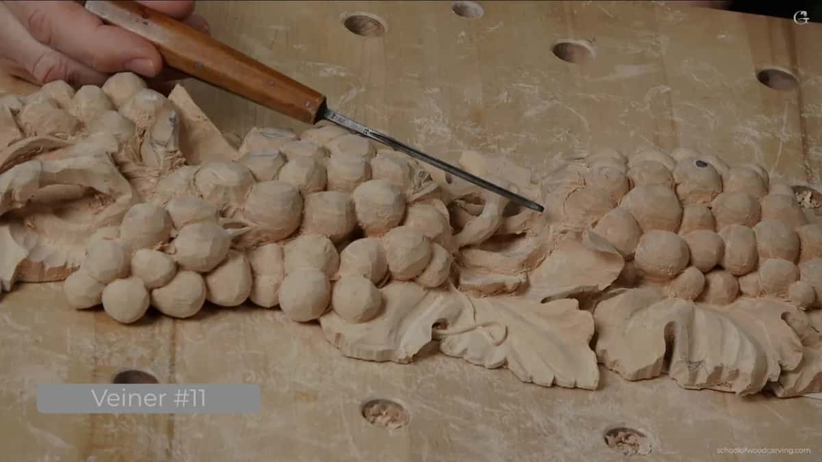 Veiner number 11 resting on the carving