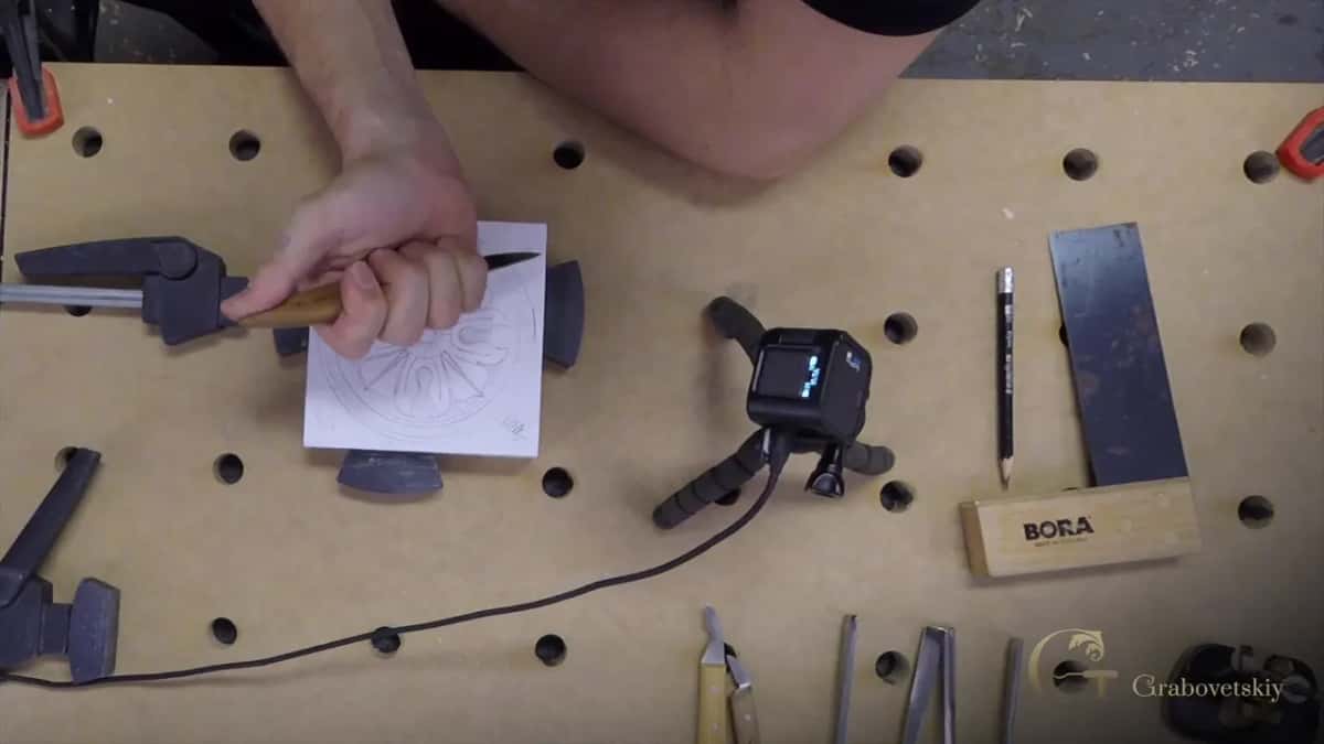 One clamp set against the block