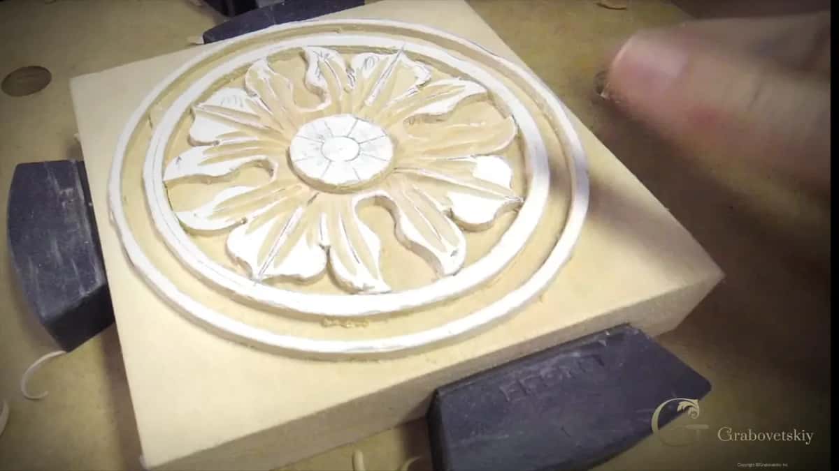 Pencil and blade together at the centre of the flower, with the last of the shaping still to do