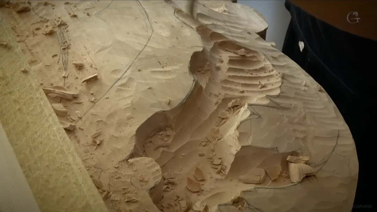 Roughed surface from a low angle.