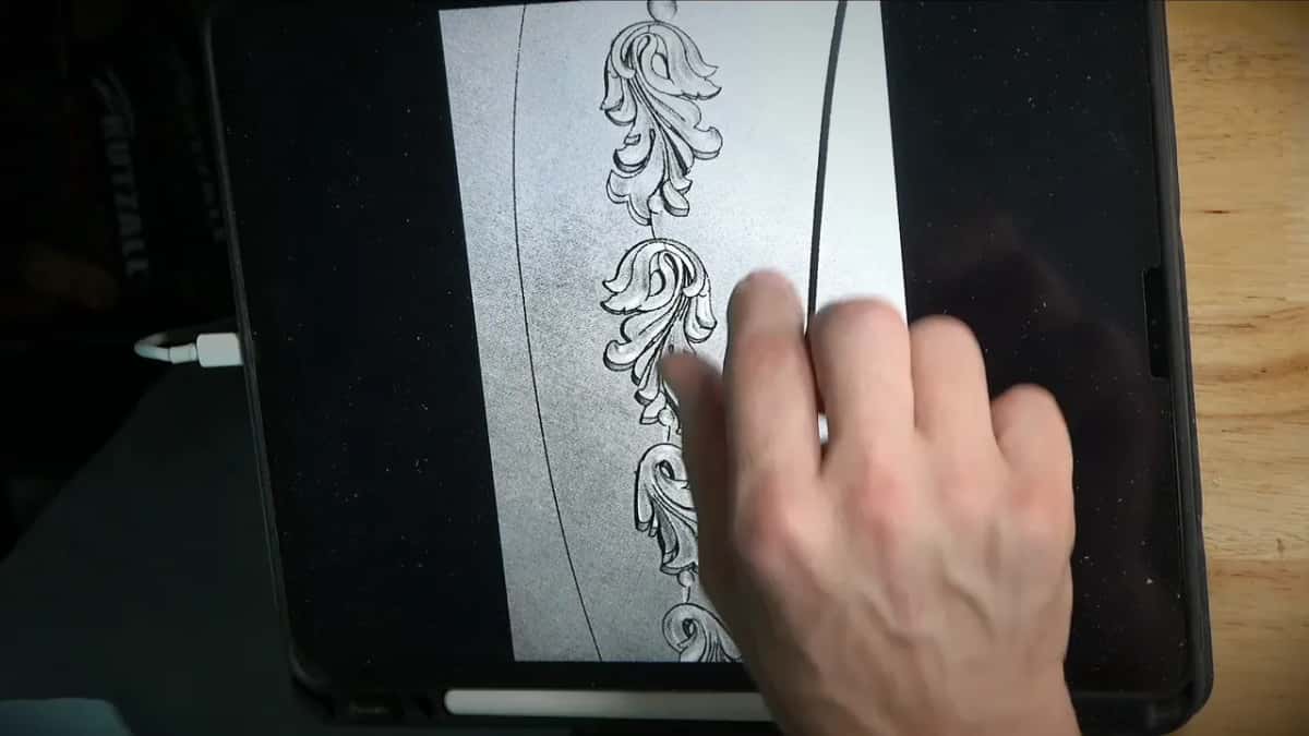 Zoomed in Tablet screen zoomed further into the same drawing
