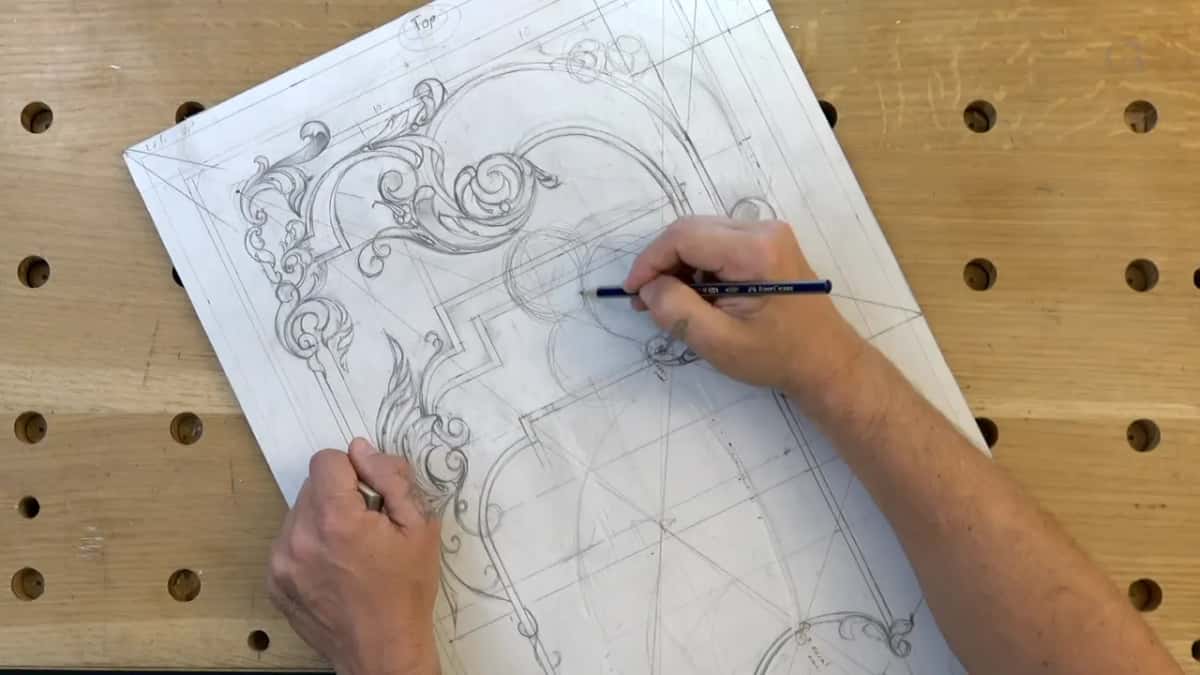Blue pencil drawing a circle in the open middle