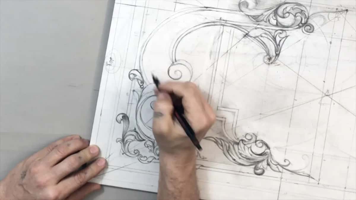 Pencil at the scroll