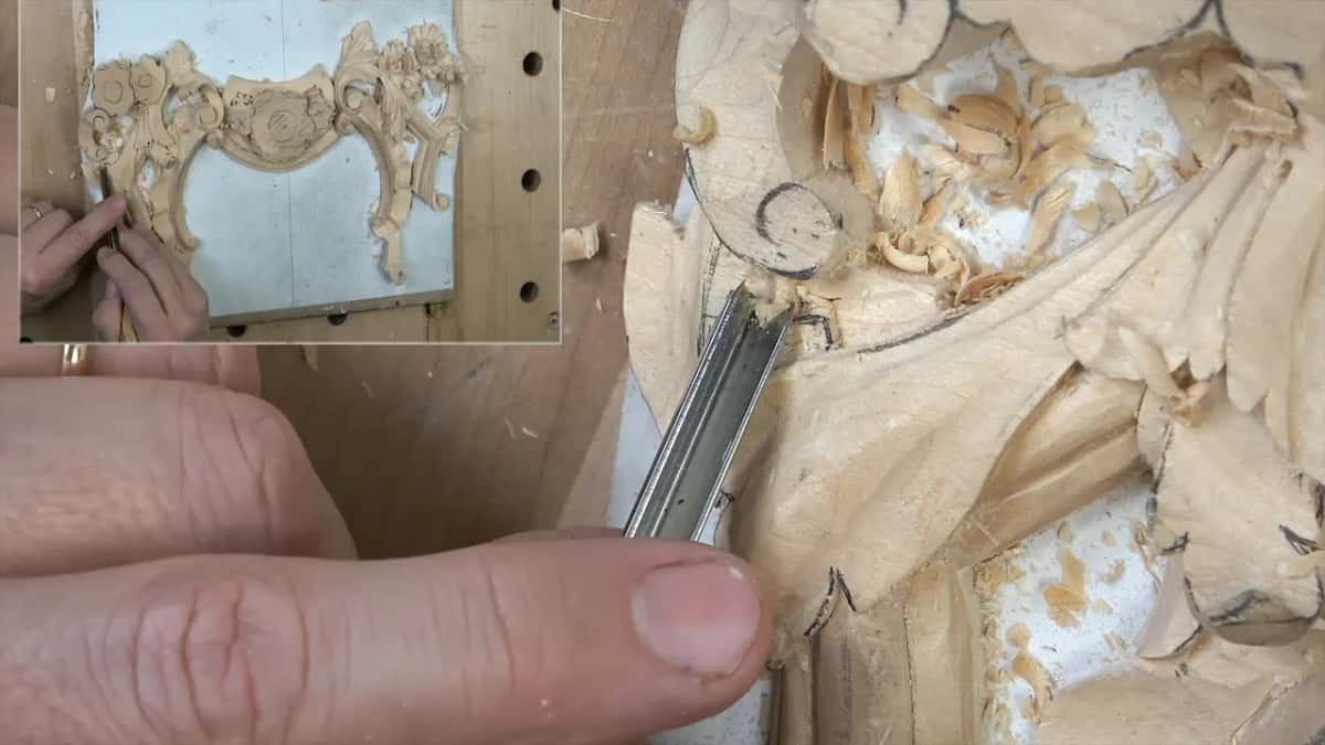 Straight gouge unable to reach the line, stopped short by the shape rising in front of it