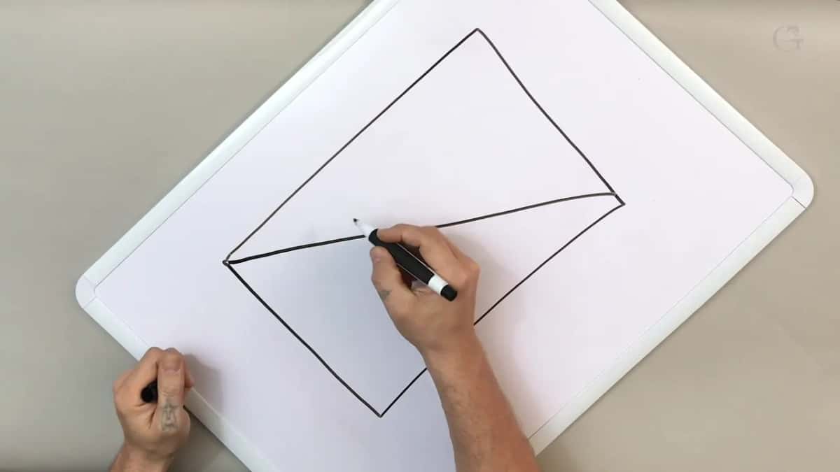 Rectangle and a diagonal on a whiteboard