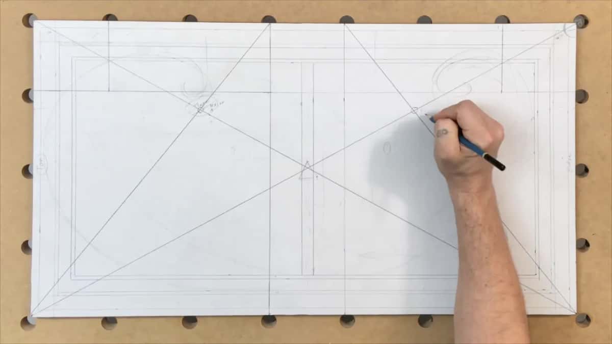 Pencil marking the far crossing