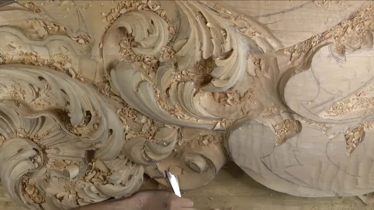 Gouge in the hollow under the volute.