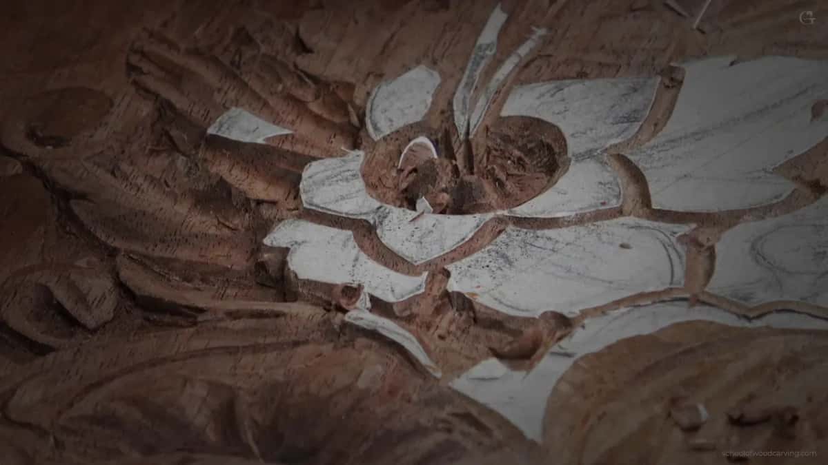 Long thin details and a dark centre, with shade already collecting in the hollow after a single pass.