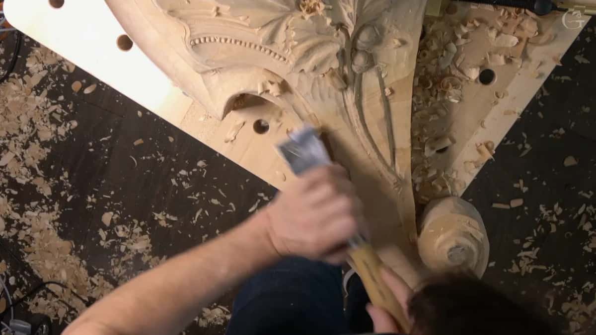 Wide flat gouge laid on the surface.