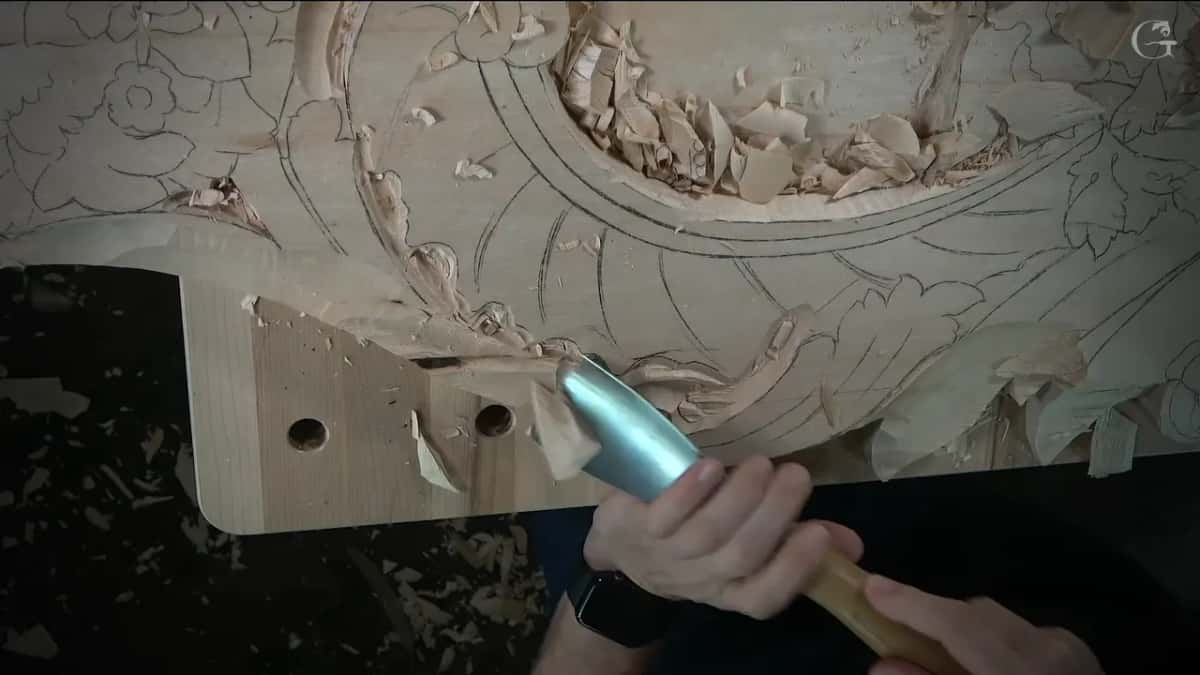Wide gouge, two hands