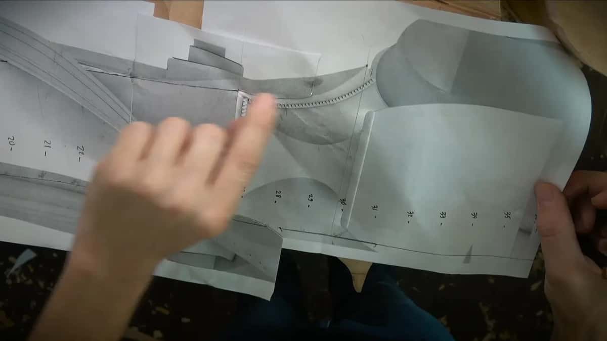 Printed drawing with numbered inch marks
