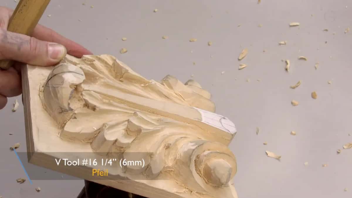 Caption across the bottom of the frame names a Pfeil V tool, number 16, at a quarter inch