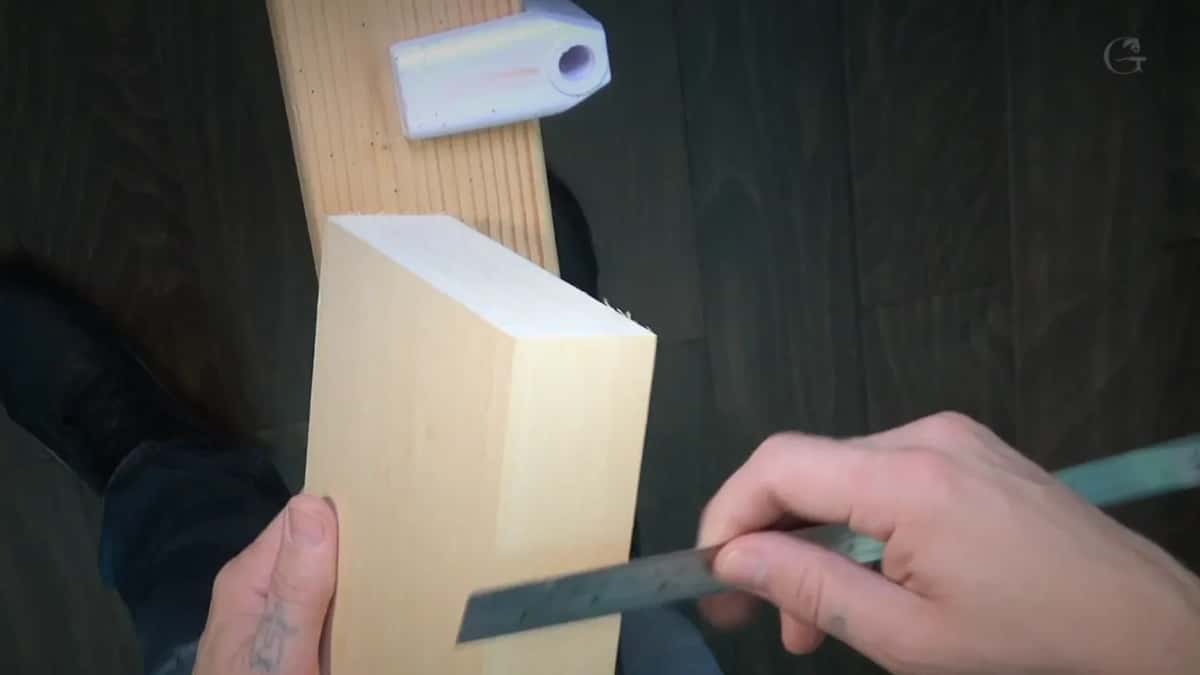 Board on edge. Just under two inches of planed stock.