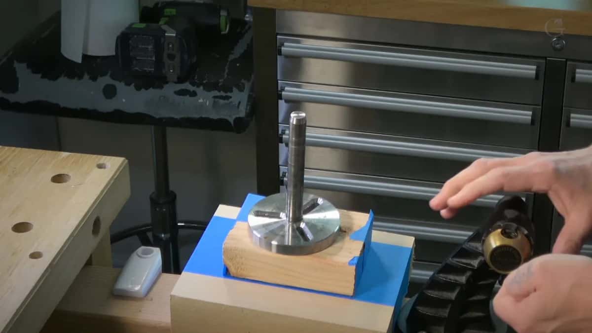 Vise plate screwed on.
