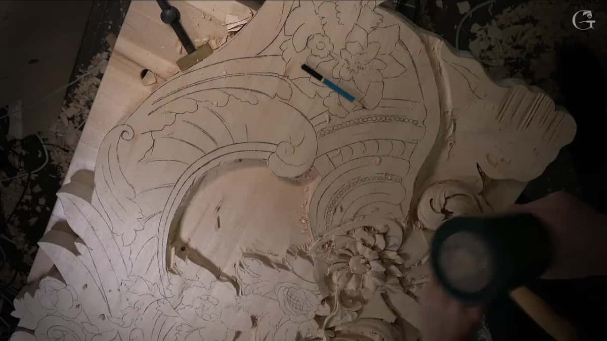 Whole panel from above, a pencil resting on the part still only drawn