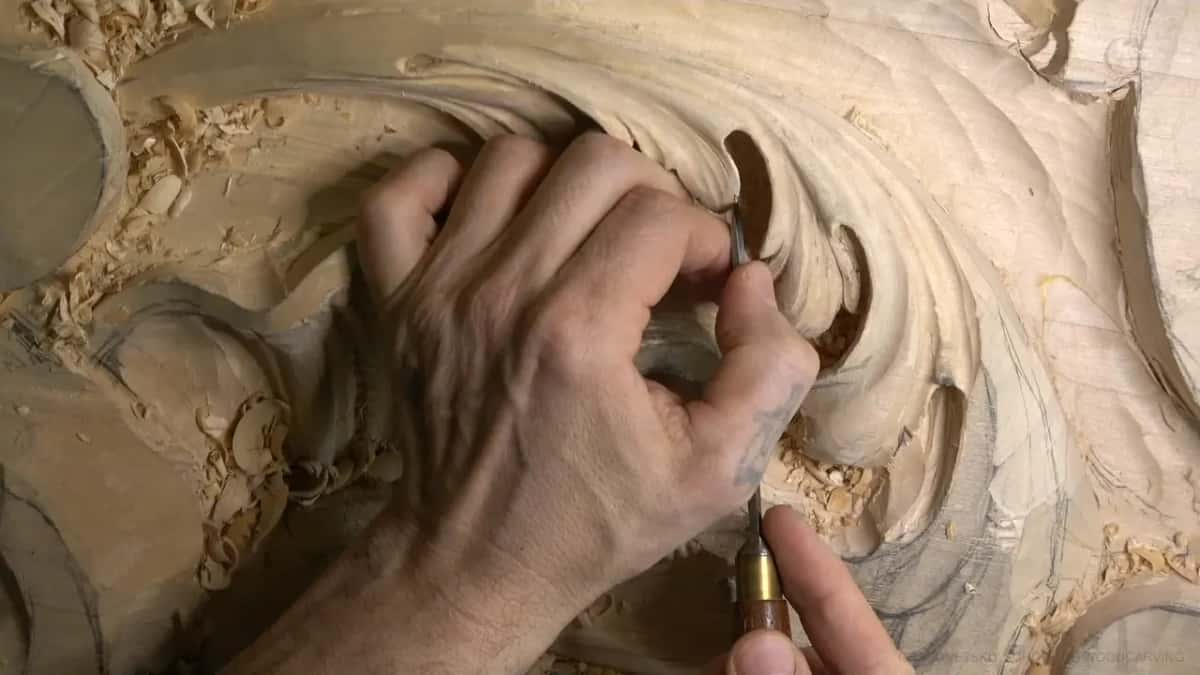 Skew chisel at work.